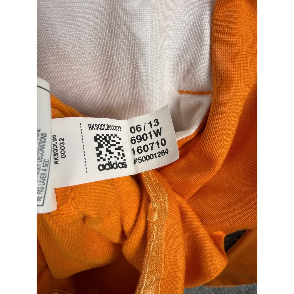 Adidas 1/4 Zip Pullover Shirt Large Orange White 3-Stripe Athletic Track Top L - Picture 9 of 9